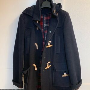 Topshop Navy Toggle Coat with Hood